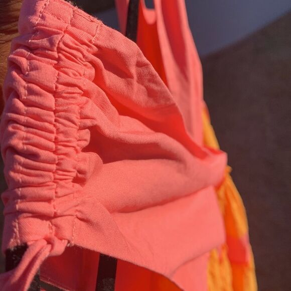 Take 50% OFF- LDT Women’s V-neck Maxi Orange and Pink Color Block Dress, Size-8 - Picture 13 of 13